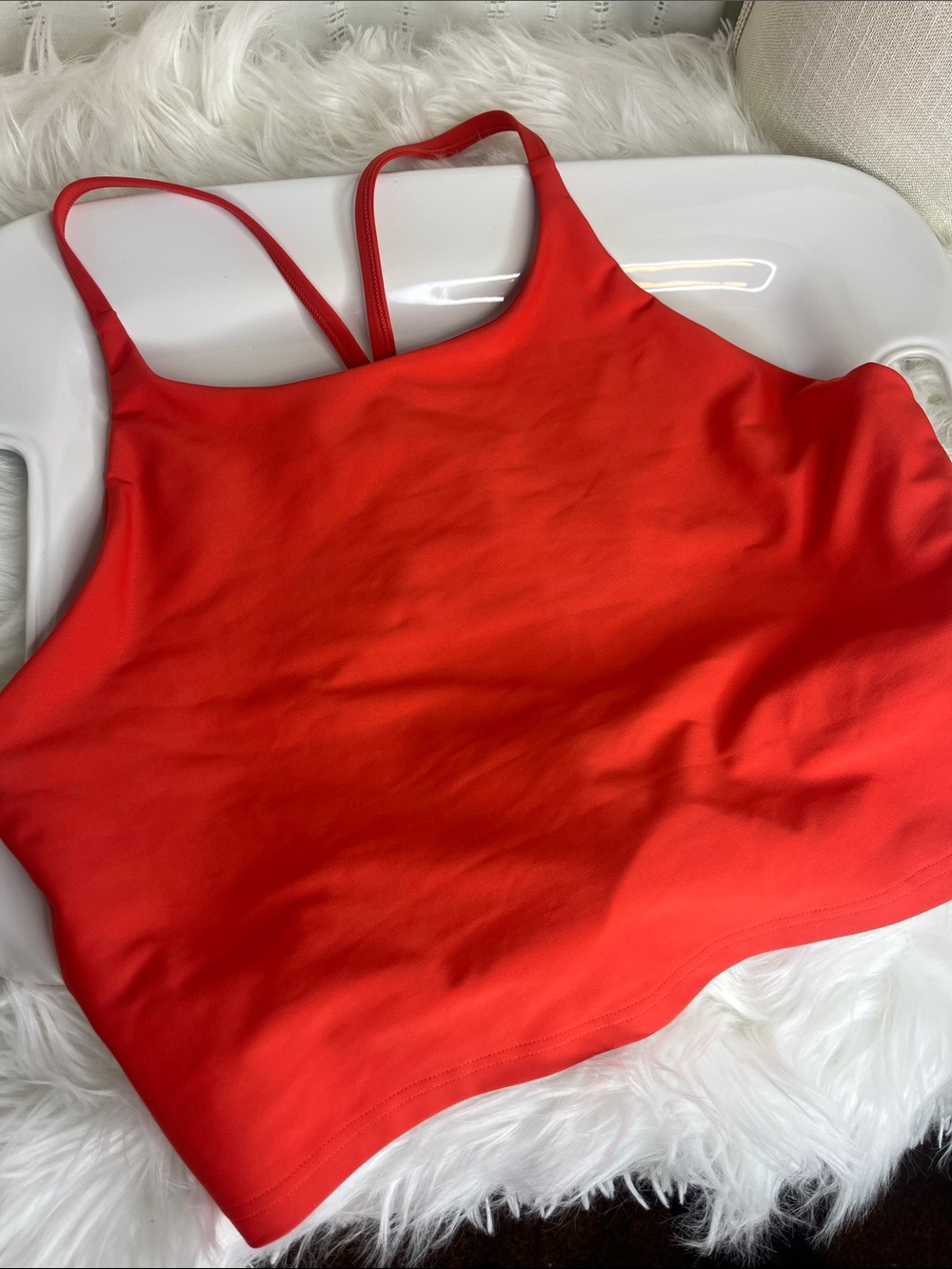 Old Navy Bright Red Strappy Sports Crop Bra